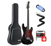Donner E-Guitar Set Full Size, HSS Bobine Divisé Pickups, 39 pouces Solid Body ST Guitare débutant Set avec sac, sangle, câble (Designer Series, Chevalier-Noir)