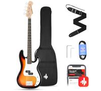 Donner Guitare Basse Electrique 4 cordes Basse Électrique Pack pleine grandeur avec sac, sangle de guitare et câble de guitare (Sunburst, DPB-510S)