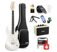 Donner Guitare électrique, kit de guitare électrique pleine grandeur HSS Pickup Coil Split, ensemble de guitares électriques pour adultes avec amplificateur, sac, accessoires, DST-152W blanc