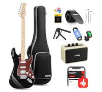 Donner Guitare Electrique, Pack Guitare Electrique Adulte HSS Pickup Coil Split, Guitare Taille Réelle avec Ampli, Housse, Accessoires, DST-152B Noir