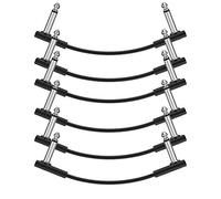Donner Guitare Patch Câble Plat Jack 6,35mm Mono, 15CM Cordons Patch Classique pour Pédales D'effet Guitare/Basse, Pack de 6
