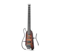 Donner HUSH-X de Guitare Électrique - Guitare Headless Ultralégère, Idéale pour les Voyages et l'Entraînement, Corps en Acajou Massif avec Cadres Faciles à Assembler, Tous les Accessoires, Sunburst
