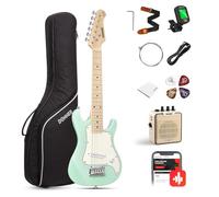 Donner Kit guitare électrique junior 76,2 cm pour débutant, ST Style Mini guitare premium avec ampli, accordeur, capodastre, sac, sangle, corde, câble (DSJ-100, vert menthe)