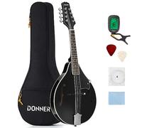 Donner Mandoline Traditionnelle Musicale A-Style à 8 cordes Instrument Mandoline avec Syntoniseur Sac et Jeu de Cordes Médiators (Noir, DML-100B)