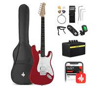 Donner Solid Kit de Guitare Électrique pleine taille 39 pouces avec amplificateur, sac, capodastre, sangle, corde, accordeur, câble et médiator (Rouge, DST-100R)