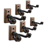 Donner Support Mural pour Guitare Acoustique Electrique, Porte Guitare Mural Noyer Noir pour basse ukulélé violon basse, Pack de 6