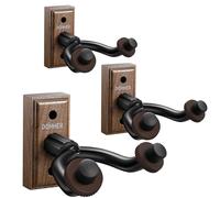 Donner Support Mural pour Guitare Acoustique Electrique, Porte Guitare Mural Noyer Noir pour Basse Ukulélé Violon Mandoline, Pack de 3