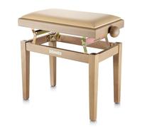 Donner Tabouret de Piano Réglable - Banc de Clavier en Bois Massif avec Coussin en Éponge Haute Densité, Tabouret de Piano en Bois avec Dispositifs de Levage en Métal, Beige