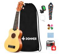 Donner Ukulélé pour Débutant Soprano Ukulélé Kit 21 pouces Adulte avec Sac Sangle Tuner, Online Leçon, Couleur Naturelle