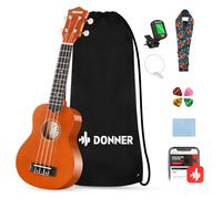 Donner Ukulélé pour Enfant Débutant Soprano Ukulélé Kit 21 pouces Adulte avec Sac Sangle Tuner, Online Leçon, Couleur Acajou