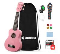 Donner Ukulélé pour Enfant Débutant Soprano Ukulélé Kit 21 pouces Adulte avec Sac Sangle Tuner, Online Leçon, Couleur Rose