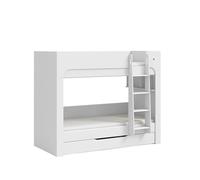 Donne's Home Divers lit superposé étroit blanc 90 x 200 cm avec tiroir inférieur, design peu encombrant pour petites chambres, structure sécurisée avec échelle et fentes de protection