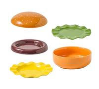 Donnez-moi 5 Puces Longues Précises Et 1 Description Pour : Ensemble De Plats En Céramique Pour Burger, Design Peu Encombrant, 16,5 X 16,5 X 13,5 Cm, Bols De Style Hamburger, Vaisselle Multicouc