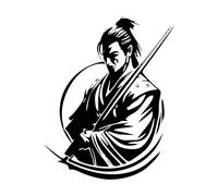 Donnez une allure élégante et raffinée à votre marque grâce à un logo de samouraï. Stickers muraux 64x80.2cm Auto-adhésif Noir