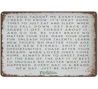 Donnez une lettre à la personne que vous aimez le plus Mon chien m'a appris tout ce que j'avais besoin de savoir Rétro Métal Vintage Décoration murale pour la maison Plaque en étain Décorations amusa
