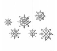 Donnez vie à votre décoration de fête avec un lot de 6 charmants flocons de neige à suspendre (argenté)