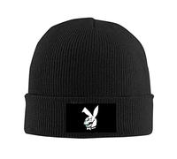 Donnie Darko Playboy Bonnet tricoté pour homme Style uni Réglable Hiver Chaud Noir, Noir , Taille unique