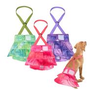 Dono Couches pour Chien Femelle Lavable, 3 pièces,Couche pour Chien avec Bretelles,Couche Chien Femelle Chaleur,Incontinent,Super absorbantes,l'entraînement, Le Voyage, XS, S, M, L, XL