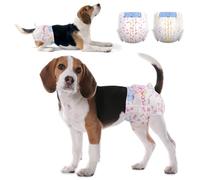 Dono Lot de 24 couches jetables pour chien femelle, indicateur d'humidité, super absorbantes, 2 motifs mignons, taille M-24, tour de taille 43,2 cm, 24 pièces