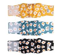 Dono Lot de 3 Couches lavables pour Chien mâle avec Bande Ventrale Super absorbante pour Petits Chiens de Taille Moyenne (œufs frits, XL)