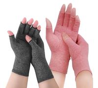 DONOONIS Gants De Compression, Gants Arthrose Ans Doigts Oulage Les Douleurs Liées à l'Arthrite, Aux Rhumatismes et à l'Arthrose, Réduit la Douleur et Favorise la Guérison (Gris, Rose)
