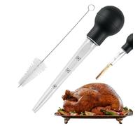 DONOONIS Poire A Jus,Pipette Cuisine avec Brosse de Nettoyage,1 Pièce Pipette Kit de Cuisson Turkey Seringue Compte-Gouttes d'huile pour Cuisson,BBQ,Poulet Turquie Barbecue