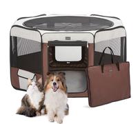 DONORO Parc de Jeu Portable pour Chien et Chat de Petite et Moyenne Taille 116,8 cm avec étui de Transport, Fermeture éclair sur Le Dessus et Le Bas Amovibles