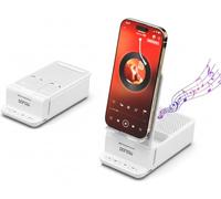 DONOW Haut-parleur Bluetooth sans fil à induction avec support de téléphone portable, son stéréo surround HD, support de téléphone pliable, parfait pour tablette, iPhone, Android, cadeau pour homme et