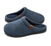 Donpapa Chausson Homme à Chaussant Large Hiver Chaud Pantoufle Memory Foam | Doublure en Sherpa Ultra Douce, Comme un Nuage, Antidérapant, Lavable En Machine, Intérieur Extérieur
