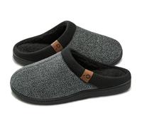 Donpapa Chausson Homme à Chaussant Large Hiver Chaud Pantoufle Memory Foam | Doublure en Sherpa Ultra Douce, Comme un Nuage, Antidérapant, Lavable En Machine, Intérieur Extérieur