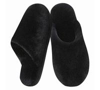 Donpapa Chaussons Femme Homme Chaudes Hiver Fourrés en Mousse à Mémoire Peluche Confortables Pantoufles Antidérapant Noir Medium 36.5/37-38