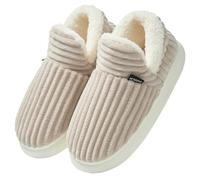 Donpapa Chaussons Femme Homme Hiver Chaud Pantoufles Confortable Fermé Peluche Fourrure Antidérapantes Mousses à Mémoire Intérieur et Extérieur Kaki 260
