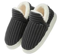 Donpapa Chaussons Femme Homme Hiver Chaud Pantoufles Confortable Fermé Peluche Fourrure Antidérapantes Mousses à Mémoire Intérieur et Extérieur Noir 260