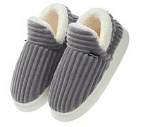 Donpapa Chaussons Femme Homme Hiver Chaud Pantoufles Confortable Fermé Peluche Fourrure Antidérapantes Mousses à Mémoire Intérieur et Extérieur Gris 270