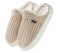 Donpapa Chaussons Femme Homme Pantoufles Hiver Chaud Mousses Pelucheuses Confortables Antidérapantes à Mémoire Intérieur/extérieur Kaki 290