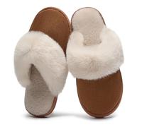 Donpapa Chaussons Femmes Hommes Pantoufles Maison Mémoire Mousse Faux Daim à Fourrure Mules Automne Hiver Bois Plancher Intérieur/extérieur Pantoufles YS Cèdre brûlé 290 EU40.5-42