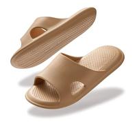 Donpapa Claquettes Femme Chaussons Hommes Confort Douche Sandales Antidérapant Maison Sliders Plage Pantoufles Soft Tongs Sandales Brun W7 EU37-38