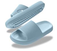 Donpapa Claquettes Femme Homme Chaussons Antidérapantes Pantoufles Douche Sandales Piscine Plage Maison Confortable Soft Intérieur Extérieur Bleu clair 260