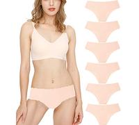 Donpapa Culottes Femme sans Couture Slips Soie Glacée Invisible sous-vêtements Lingerie Microfibre Shorties (Lot de 6) Beige XS
