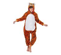 Donpeer Pyjama Garçons Fille Deguisement Tigre,Combinaison sur Pyjama en Polaire Enfant,Grenouillère Kigurumi en Pilou Doux,Idée Cadeau Rigolo pour Enfants Et Ado 100(90~100cm) -A53