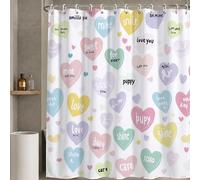 Donpeer Rideau de Douche 180x200 cm Amour Rideau Douche Tissus Lavable Couleur Rideaux de Baignoire Imperméable Polyester Shower Curtain avec 12 Crochets, Décoratif Accessoires de Salle de Bain W-P71