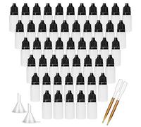 DONQL 50 PCS Flacons-Compte Gouttes pour Les Yeux, Flacon Compte Gouttes Plastique 10 ml, Flacon Souple pour Gouttes Yeux, Diy Liquide - Avec 2 autocollants et 2 entonnoirs et 2 tubes à