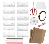 DONQL 61 Pièces Regle Japonaise Couture, Règle d'Alignement Pour T-Shirt avec Papier Résistant à la Chaleur et Ruban Adhésif Haute Température, Adapté à la Confection de Vêtements DIY