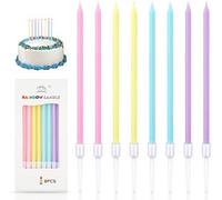 DONQL Bougies Arc-en-Ciel, 32PCS Longues et Minces, Support Inclus, Idéal pour les Fêtes d'Anniversaire et de Mariage