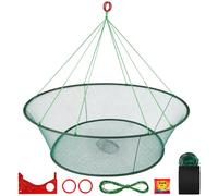 DONQL Filet de Pêche Pliant Portable, Nasse Moulée à la Main | Filet à Lancer pour la Pêche, Piège à Mailles pour Ménés, Homard, Crevettes et Crabe, Crevettes, avec Réglette à Crabe, Appât