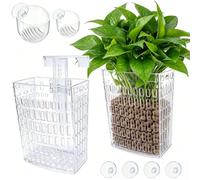 DONQL Lot de 4 Supports de Plantes d'Aquarium avec Crochets | Panier Suspendu Plante Aquatique Réglables Hauteur, avec 2 Pot pour Plantes d'Aquarium, Support Plante Aquarium avec Ventouse
