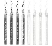 DONQL Lot de 8 Marqueurs de Peinture Stylo Blanc et Noir Permanents à Pointe Moyenne de 0,7 mm Stylo Peinture pour Roche, Pierre, Céramique, Verre, Bois, Tissu, Bricolage, Cartes, Coloriage