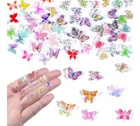 DONQL Lot de 80 Mini Papillons en Résine, Papillons Colorés Deco Ongle Nail Art, Miniature Abeilles, Libellules et Coccinelles pour Decoration Ongles Nail Art, 3D Micro Papillon pour Décoration Ongles