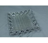 DONREGALOWEB Centre en céramique carré de 2 Textures 28x28 cm Argent métallique