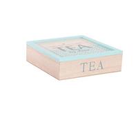 DONREGALOWEB DRW Boîte en Bois pour infusions Bleu « Tea by Love » 23 x 23 x 7 cm